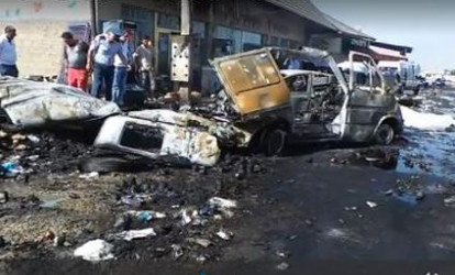 7 avtomobilin kül olduğu qəza , FOTO