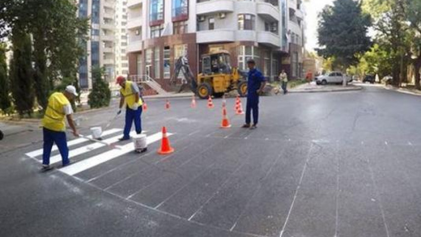 Piyada zolaqlarının rənglənməsinə start verildi – FOTO + VİDEO