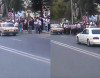 Məcburi köçkünlər yolu kəsdilər