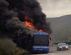 Turist avtobusu yandı
