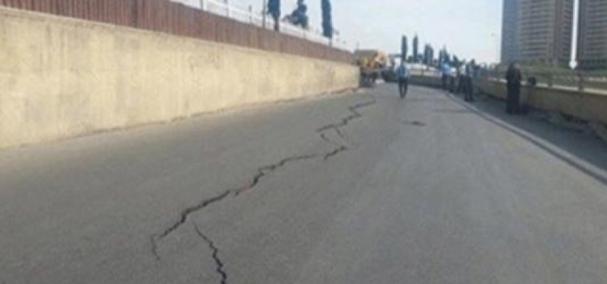 Avtovağzal qarşısındakı sürüşmədən əmələ gələn çatlar böyüyür