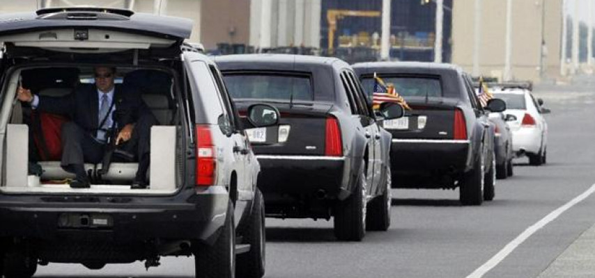 Obamanın korteji – 30 motosiklet, 70 avtomobil