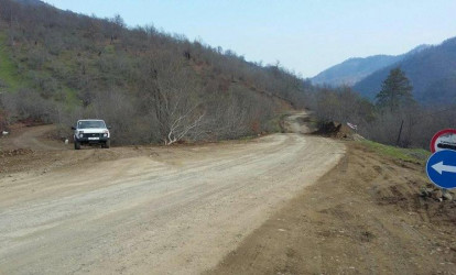 Azərbaycanda 400 metrlik alternativ yol salındı – FOTO