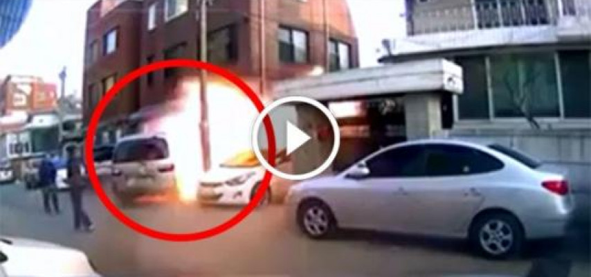 Bomba yüklü avtomobil şəhərdə belə partladı – REAL VİDEO