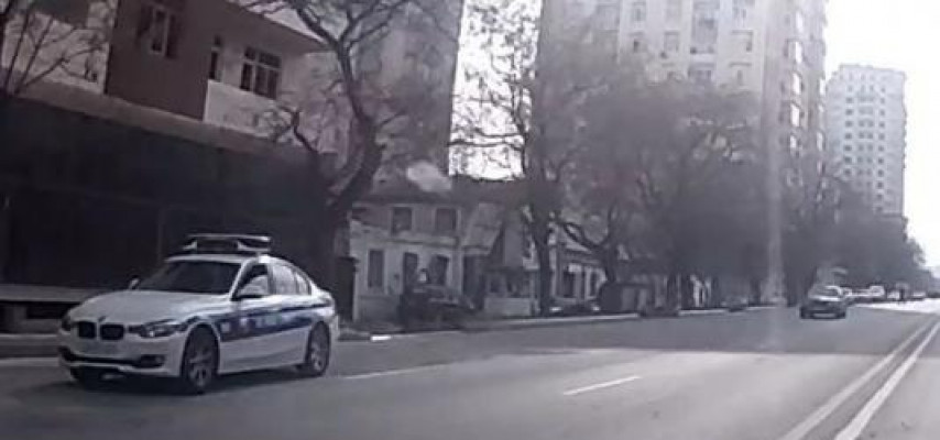 Bakının mərkəzində qaydaları pozan yol polisi – FOTO+VİDEO