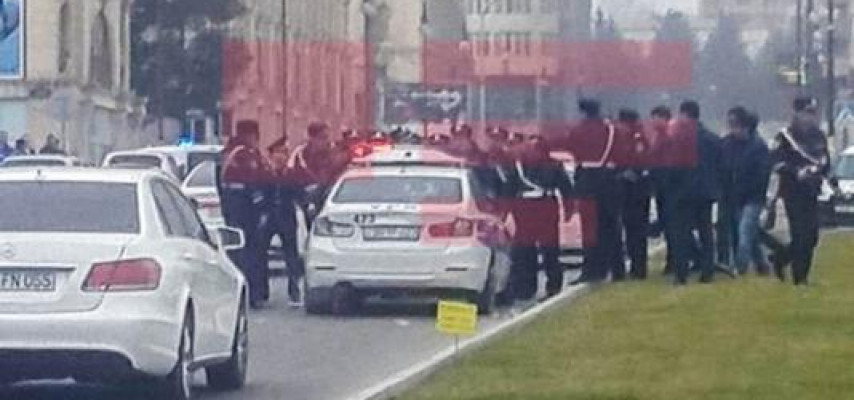 Bakıda sürücü yol polisi maşınını əzik-əzik etdi – FOTOLAR