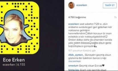 Ece Erken qəzaya düşdü
