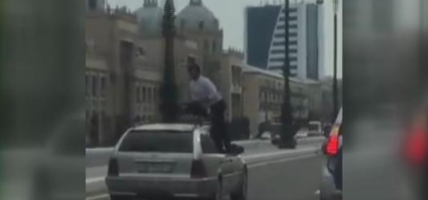 Sosial şəbəkələr bu kadrlarla çalxalanır - Operator, yoxsa akrobat?