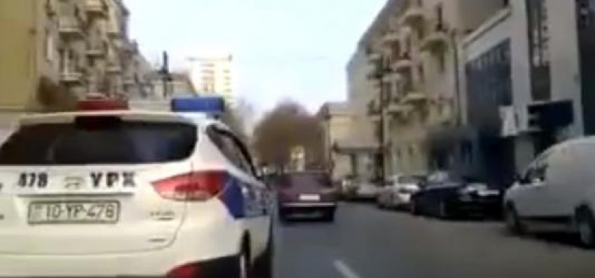 Qadın sürücü Bakıda yol polisinə «dərs keçdi»