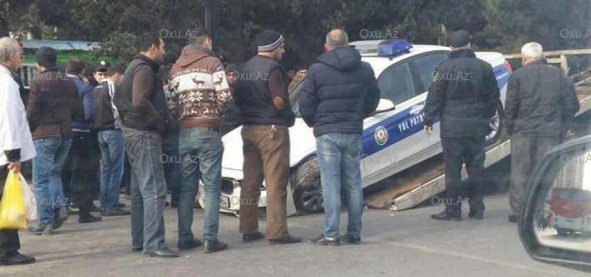 DYP maşını qəzaya düşdü