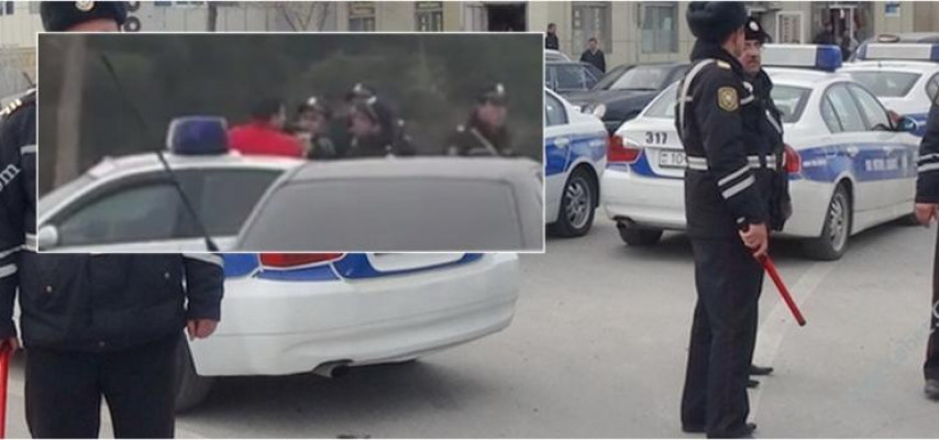 Yol polisləri ilə sürücü əlbəyaxa oldu  – YENİ VİDEO