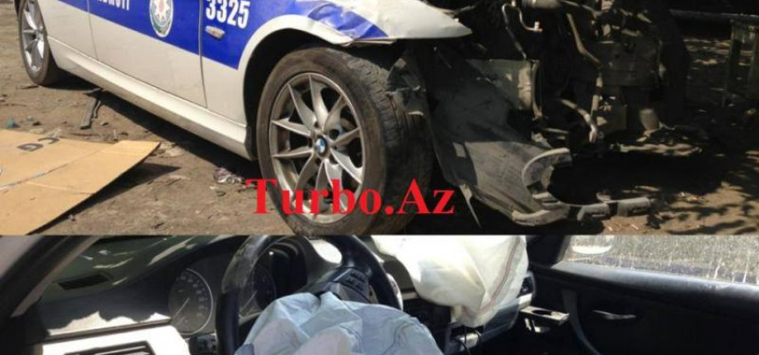 Yol polisi maşını ilə minik maşını ilə toqquşdu; 5 yaralı