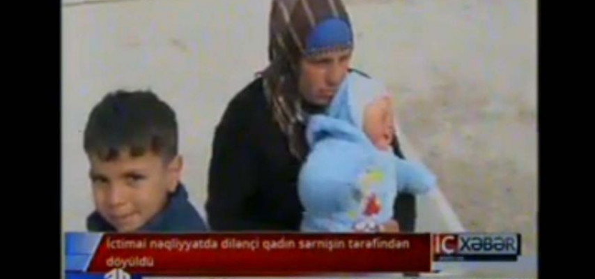 Avtobusda qadını uşaqlarının yanında döydülər - Bakıda