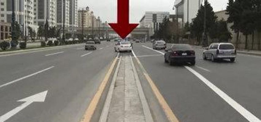 Bakının bu yolunda sürücülər qaydalara əməl etmirlər