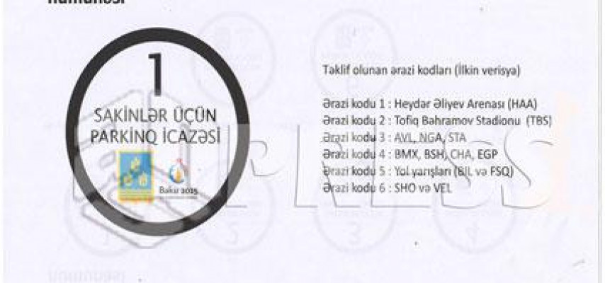 Avropa Oyunlarında əhali üçün icazə vərəqəsi - Sürücülərin nəzərinə
